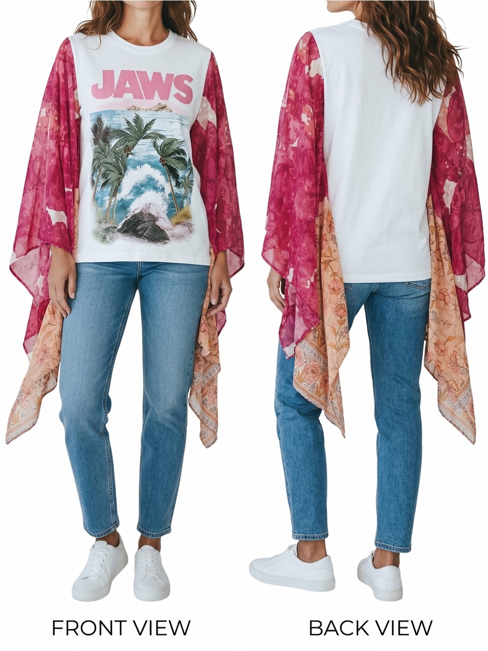 Lily Jean Threads Custom UpcycleJAWS Graphic with multi textile sleeve